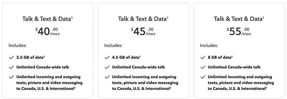 تعرفه های Rogers Canada