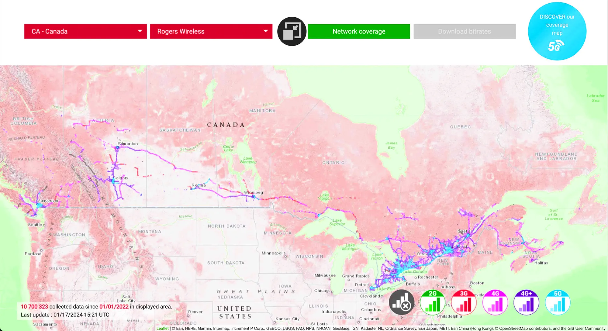 پوشش شبکه راجرز کانادا